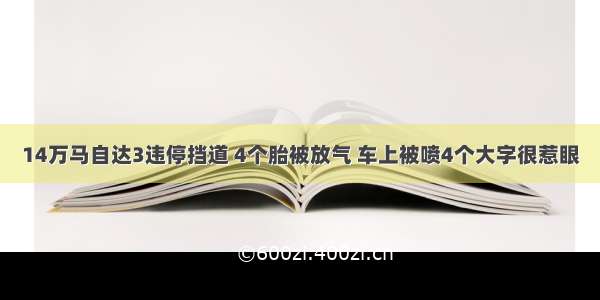 14万马自达3违停挡道 4个胎被放气 车上被喷4个大字很惹眼