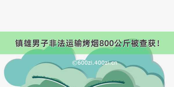 镇雄男子非法运输烤烟800公斤被查获！