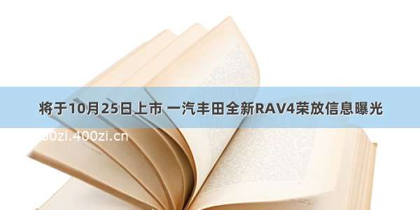 将于10月25日上市 一汽丰田全新RAV4荣放信息曝光