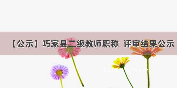 【公示】巧家县二级教师职称  评审结果公示