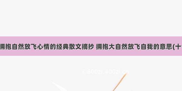 最新拥抱自然放飞心情的经典散文摘抄 拥抱大自然放飞自我的意思(十六篇)