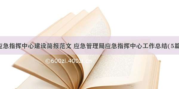 应急指挥中心建设简报范文 应急管理局应急指挥中心工作总结(5篇)