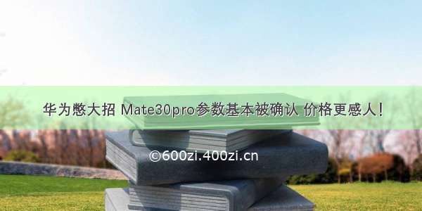 华为憋大招 Mate30pro参数基本被确认 价格更感人！