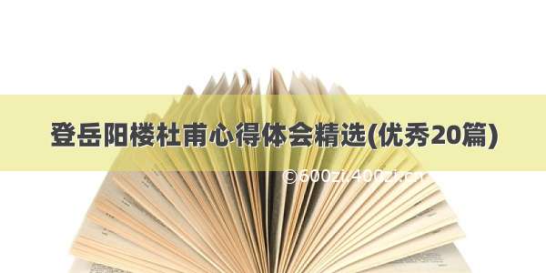 登岳阳楼杜甫心得体会精选(优秀20篇)