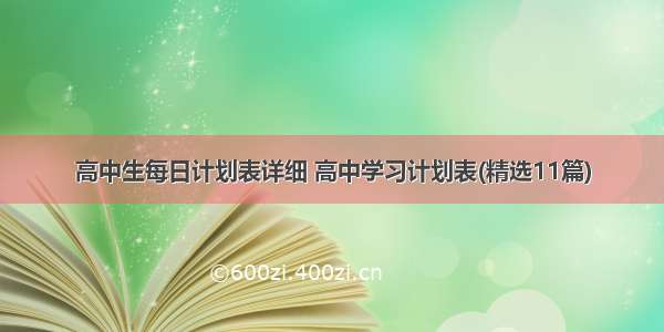 高中生每日计划表详细 高中学习计划表(精选11篇)