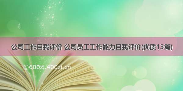 公司工作自我评价 公司员工工作能力自我评价(优质13篇)