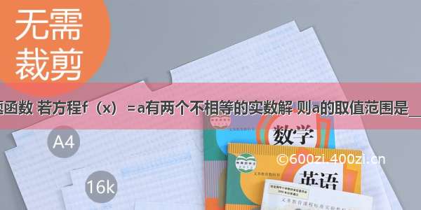 填空题函数 若方程f（x）=a有两个不相等的实数解 则a的取值范围是________．