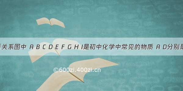 在下面关系图中 A B C D E F G H I是初中化学中常见的物质 A D分别是甲烷