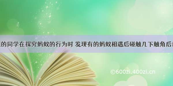 某学习小组的同学在探究蚂蚁的行为时 发现有的蚂蚁相遇后碰触几下触角后就走开了 而