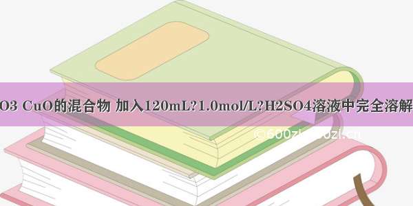 mg?FeO Fe2O3 CuO的混合物 加入120mL?1.0mol/L?H2SO4溶液中完全溶解 向所得溶液中