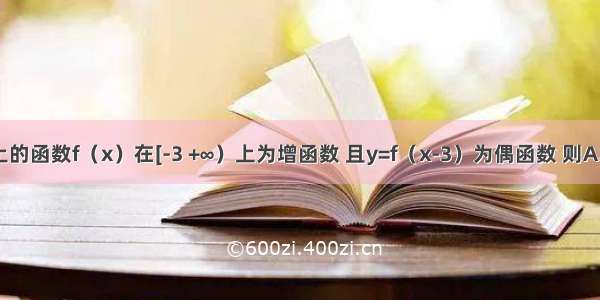 定义在R上的函数f（x）在[-3 +∞）上为增函数 且y=f（x-3）为偶函数 则A.f（-8）＜