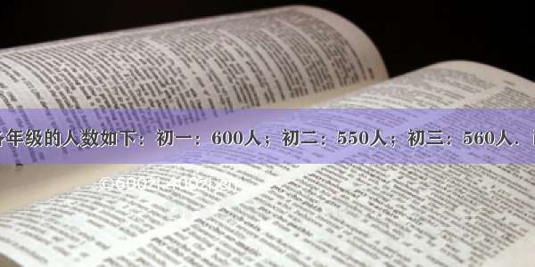 某中学初中各年级的人数如下：初一：600人；初二：550人；初三：560人．画出各年级人