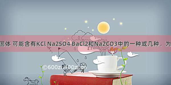 有一包白色固体 可能含有KCl Na2SO4 BaCl2和Na2CO3中的一种或几种．为探究其成分 