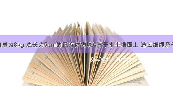 如图所示 质量为8kg 边长为5cm的正方体物块A置于水平地面上 通过细绳系于轻质杠杆B