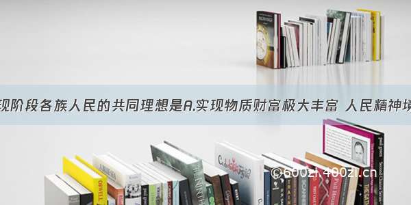 单选题我国现阶段各族人民的共同理想是A.实现物质财富极大丰富 人民精神境界极大提高