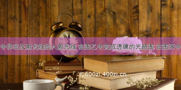 请你在图甲中作出反射光线的入射光线 在图乙中完成透镜的光路图 在图丙中画出光线经