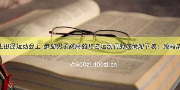 在某校中学生田径运动会上 参加男子跳高的15名运动员的成绩如下表：跳高成绩（m）1.5