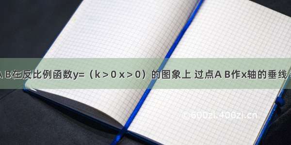 如图 点A B在反比例函数y=（k＞0 x＞0）的图象上 过点A B作x轴的垂线 垂足分别