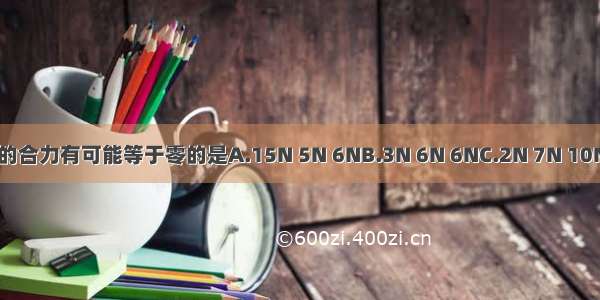 下列各组共点力的合力有可能等于零的是A.15N 5N 6NB.3N 6N 6NC.2N 7N 10ND.11N 6N 14N