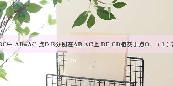 如图 在△ABC中 AB=AC 点D E分别在AB AC上 BE CD相交于点O．（1）若BD=CE 试