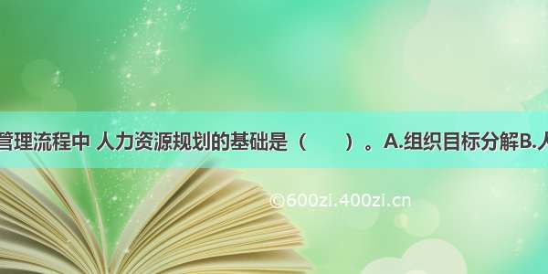 在人力资源管理流程中 人力资源规划的基础是（　　）。A.组织目标分解B.人员任用C.职