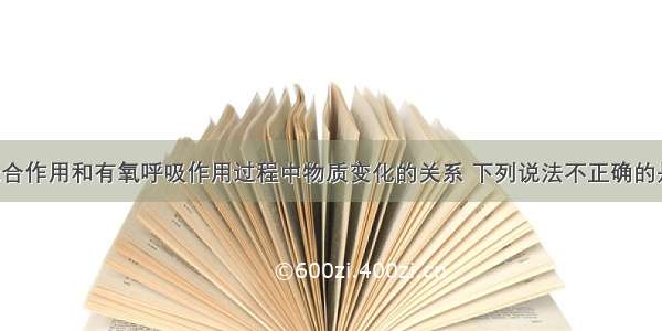 下图表示光合作用和有氧呼吸作用过程中物质变化的关系 下列说法不正确的是A.5过程为