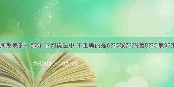 下表是元素周期表的一部分 下列说法中 不正确的是6??C碳7??N氮8??O氧9??F氟13??Al铝