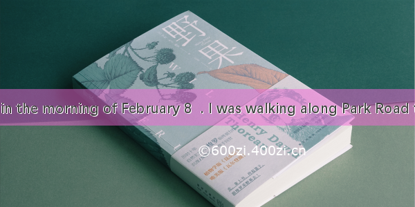 It was 7:15 in the morning of February 8  . I was walking along Park Road towards the