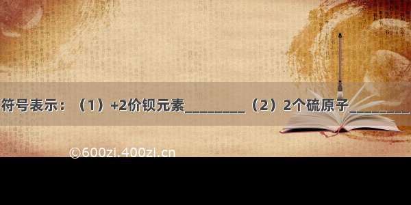 用数字和化学符号表示：（1）+2价钡元素________（2）2个硫原子________（3）3个碳酸