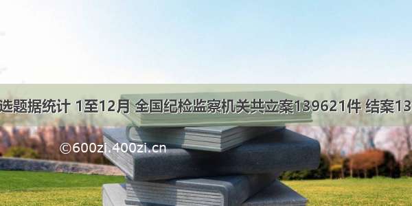 单选题据统计 1至12月 全国纪检监察机关共立案139621件 结案1394