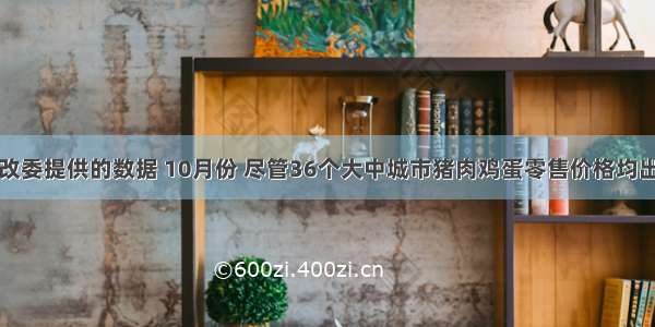 根据国家发改委提供的数据 10月份 尽管36个大中城市猪肉鸡蛋零售价格均出现环比回落