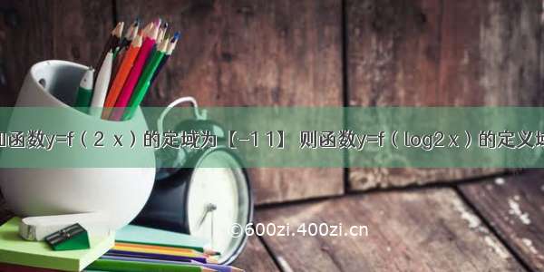 已知函数y=f（2＾x）的定域为【-1 1】 则函数y=f（log2 x）的定义域为