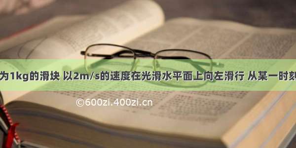 单选题质量为1kg的滑块 以2m/s的速度在光滑水平面上向左滑行 从某一时刻起滑块上受