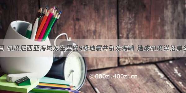 12月26日 印度尼西亚海域发生里氏9级地震并引发海啸 造成印度洋沿岸各国人民