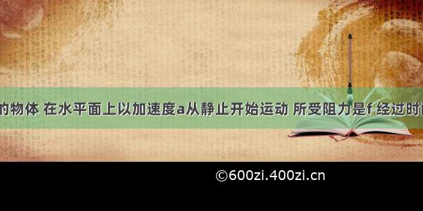 质量为m的物体 在水平面上以加速度a从静止开始运动 所受阻力是f 经过时间t 它的速