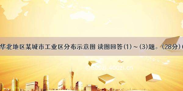 下图为我国华北地区某城市工业区分布示意图 读图回答(1)～(3)题。(28分)(1)该城市工