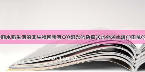 在稻田中 影响水稻生活的非生物因素有C①阳光②杂草③水分④土壤⑤田鼠⑥空气⑦蝗虫