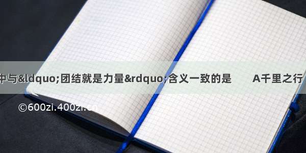 下列成语中与“团结就是力量”含义一致的是        A千里之行 始于足下  