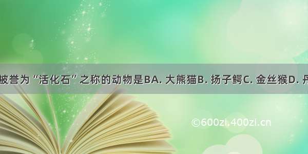 下列被誉为“活化石”之称的动物是BA. 大熊猫B. 扬子鳄C. 金丝猴D. 丹顶鹤