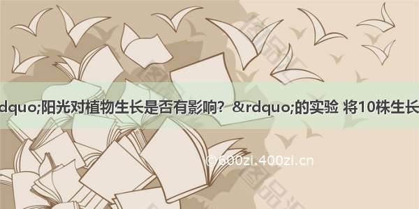 （３分）在探究&ldquo;阳光对植物生长是否有影响？&rdquo;的实验 将10株生长状况相仿青菜幼苗平