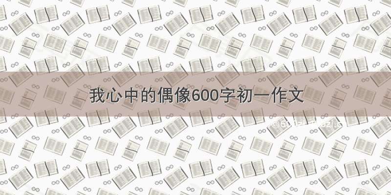 我心中的偶像600字初一作文