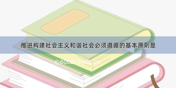 推进构建社会主义和谐社会必须遵循的基本原则是