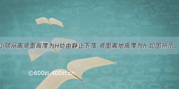 质量为m的小球从离桌面高度为H处由静止下落 桌面离地高度为h 如图所示．若以桌面为