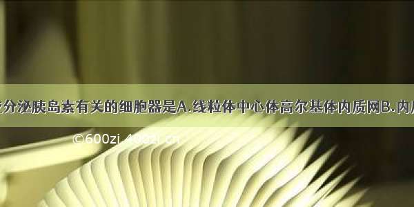 单选题与合成分泌胰岛素有关的细胞器是A.线粒体中心体高尔基体内质网B.内质网核糖体高