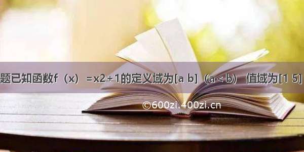单选题已知函数f（x）=x2+1的定义域为[a b]（a＜b） 值域为[1 5] 则在