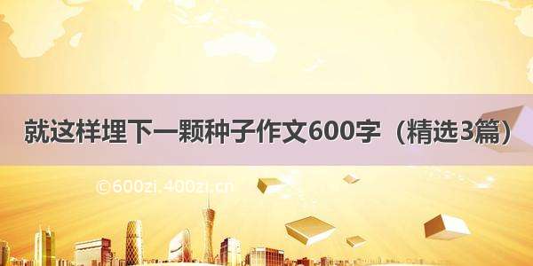 就这样埋下一颗种子作文600字（精选3篇）